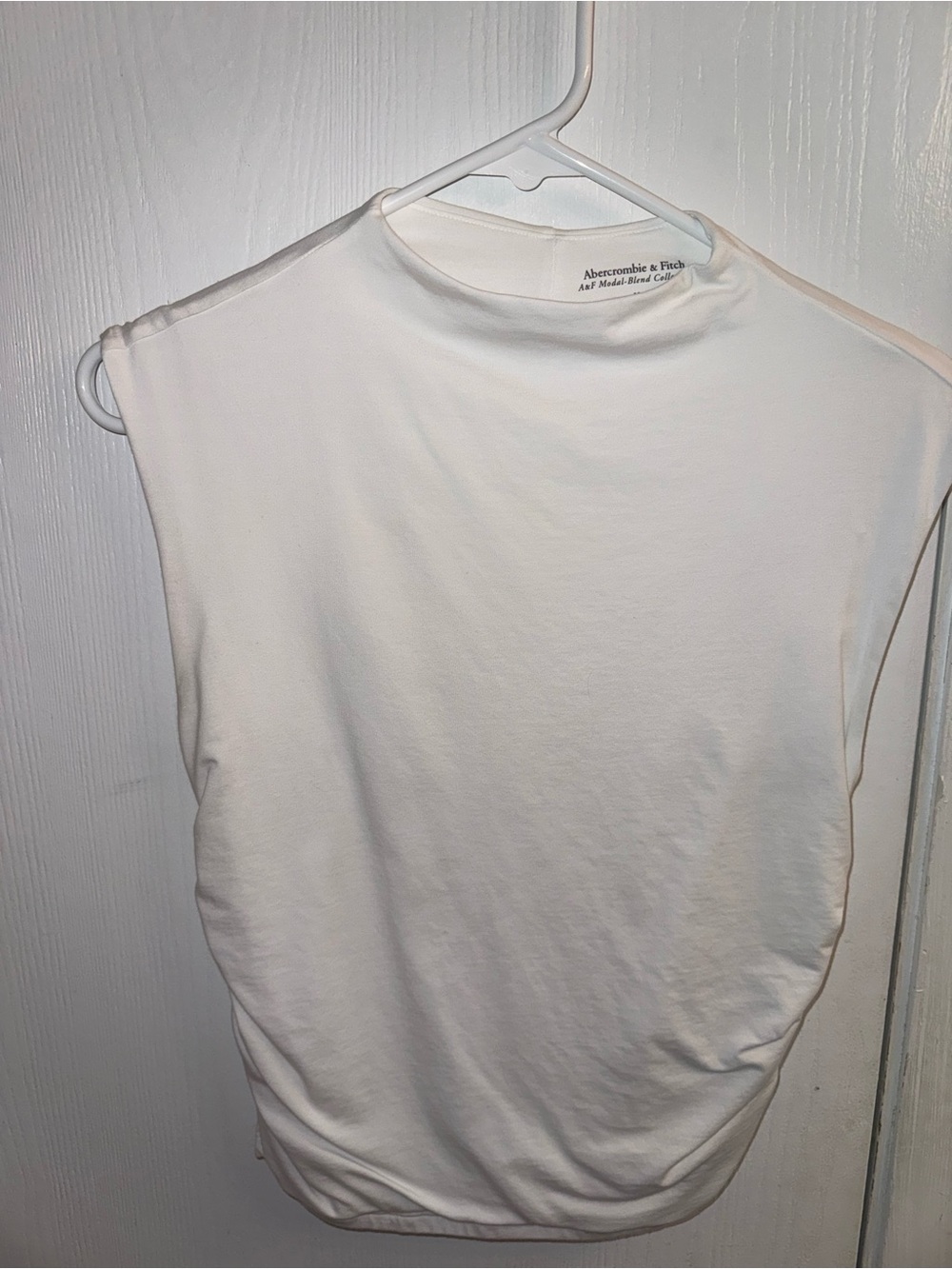 Abercrombie & Fitch White/Cream Sleeveless Mock Neck Tee